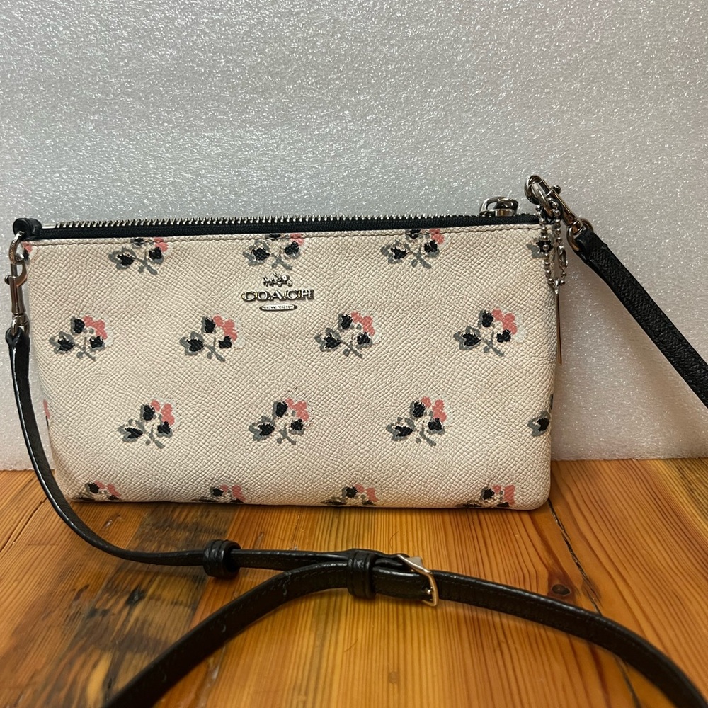 Coach Floral Crossbody Bag - Cream and Black